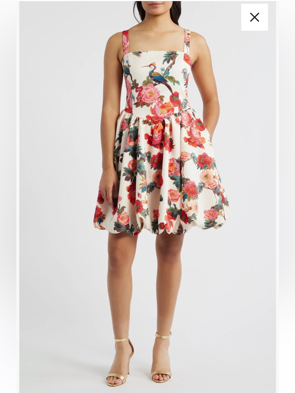 julia jordan Cream Floral Fit-and-Flare Mini Dress with Pink Roses